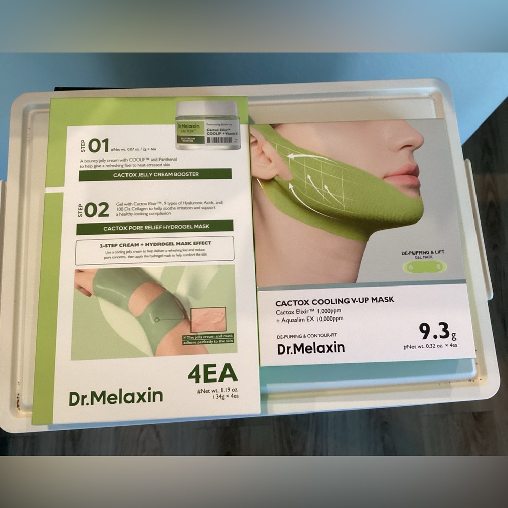 Dr. Melaxin 2-Piece Cactox Depuffing Poretox Mask & Cooling V-Up Mask - BNIB
